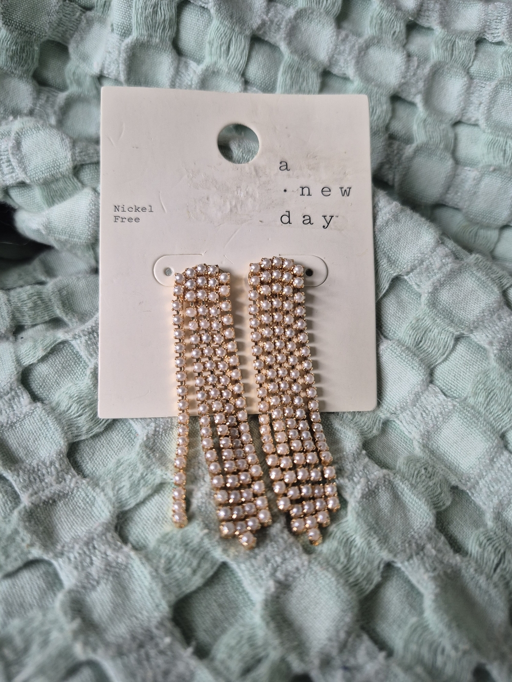 a new day Gold Shell Pearl Fringe Drop Earrings